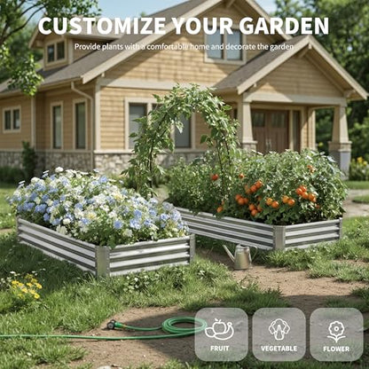 Galvanized Raised Garden Bed,Outdoor Planter Box Metal Patio Kit Planting Bed for Vegetables Flowers Herb (Galvanized, 6x3x1ft-2p) - size: 6x3x1ft-2p