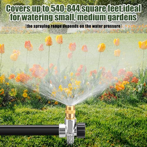 Tioncy 4 Pack Metal Lawn Sprinklers with Adjustable Brass Nozzle, Silver - color: Silver