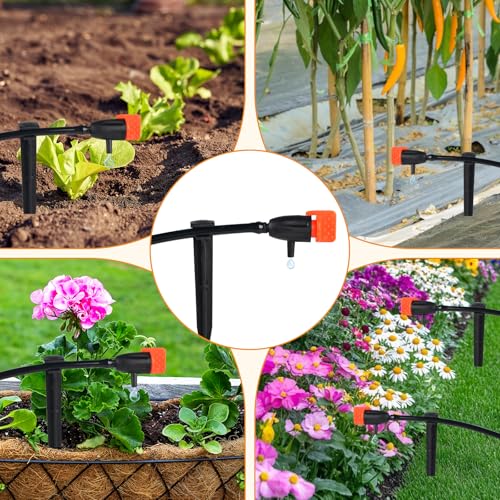 32Sets Irrigation Dripper Kit-Adjustable Water Drip Emitter & Support Stake