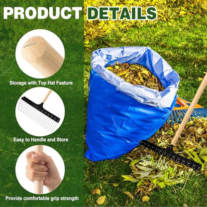 Leinuosen 2 Pack 54 Inch Replacement Wood Rake Handle for Leaf Rake - size: 54 Inch