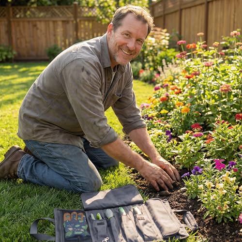 OGRE Roll-Up Garden Tool Bag Only, Heavy-Duty Organizer with 6 Pockets - color: Black