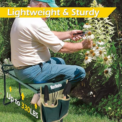 MaxWorks Folding Garden Kneeler Seat Stool and Tool Pouch - (50921) - size: X-Large