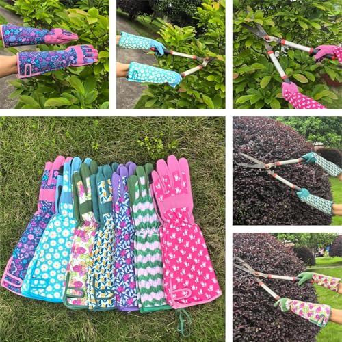 Thornproof Rose&Cactus Gardening Gloves,Gauntlet Garden Glove,Gifts - color: Green Rose, size: Medium