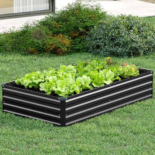 Vengarus 2PCS 10x3x1ft Galvanized Raised Garden Beds Kit,Planter Box Black - color: Black, size: 10x3x1FT(2PCS)