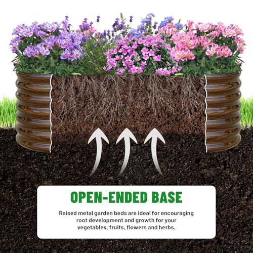SnugNiture 2-Pack Galvanized Steel Raised Garden Bed Kit - 6x2x2 ft Metal Planter Boxes for Vegetables, Flowers, Herbs | Easy Assembly, Open Bottom Design, Brown - size: 6x2x2ft(2 Pack)