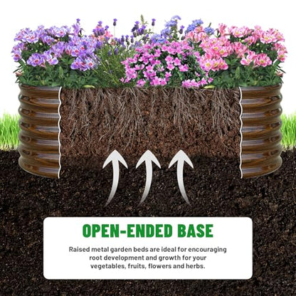 SnugNiture 2-Pack Galvanized Steel Raised Garden Bed Kit - 6x2x2 ft Metal Planter Boxes for Vegetables, Flowers, Herbs | Easy Assembly, Open Bottom Design, Brown - size: 6x2x2ft(2 Pack)