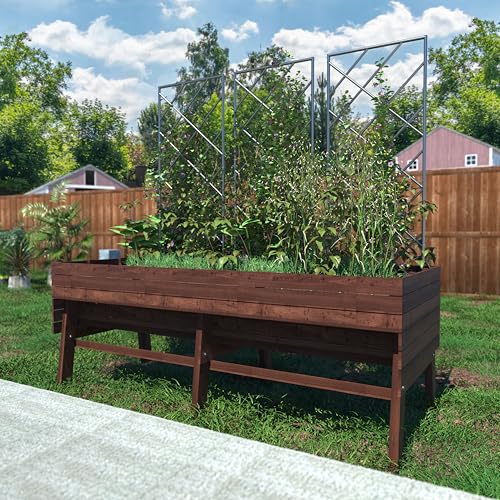 BlueWish 28.5" H Wood Raised Garden Bed, Planter Boxes with Drainage Holes - color: Rustic