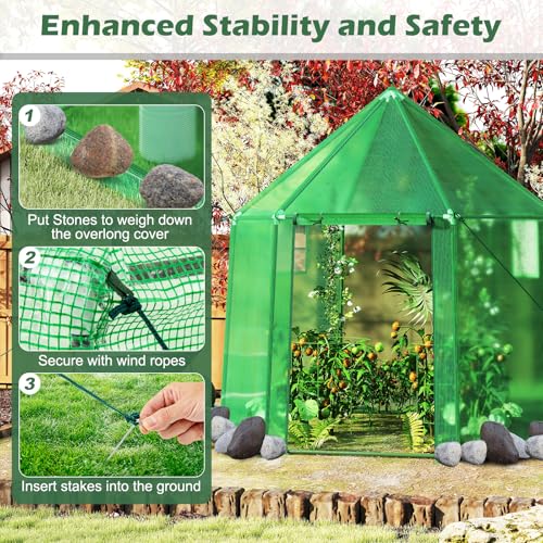 HAPPYGRILL Greenhouses for Outdoors, Portable Greenhouse with PE Cover