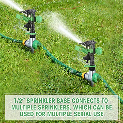 Sprinklers for Yard Garden Sprinkler 360 Degree Automatic Rotating Lawn Sprinkler with Water Stop Ring Adjustable Rotating Pulsating Sprinklers for Yard Ground Grass Irrigation System (16 Pack)