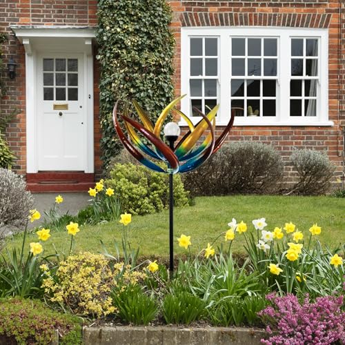 Bits and Pieces Tulip Wind Spinners Metal Yard Decor Windspinner