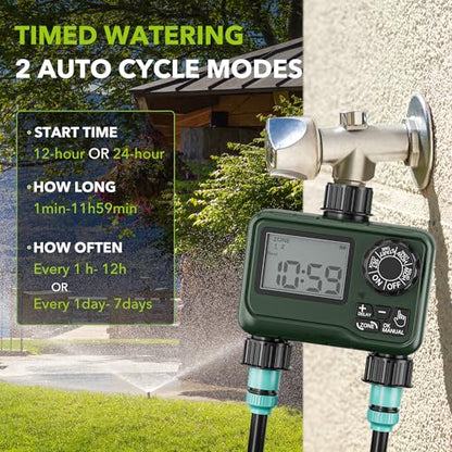 BN-LINK Outdoor Water Timer for Lawn, 2 Zone Programmable Sprinkler Timer - size: 2 Outlets