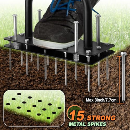 Lawn Aerator Tool, Manual Lawn Aerators with Padded T-Handle