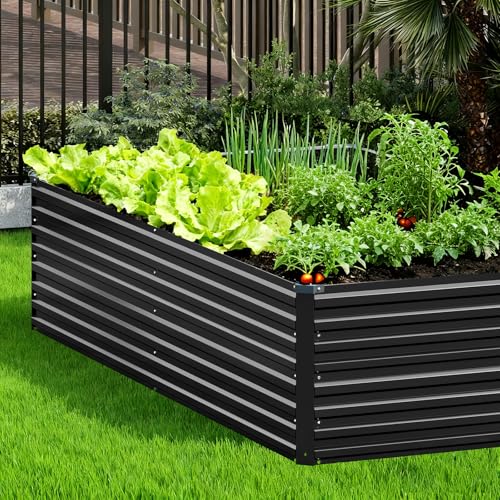 Vengarus 8x4x2ft Galvanized Raised Garden Bed,Metal Raised Beds Kit Black - color: Black, size: 8x4x2 ft