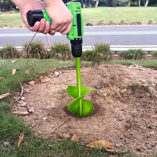 Upgrade Auger Drill Bit for Planting, 3”x16.5” Auger Drill Bit-Garden Auger Spiral Drill Bit, Heavy Duty Garden Auger for 3/8” Hex Driver Drill - size: 3"x16.5"-Green