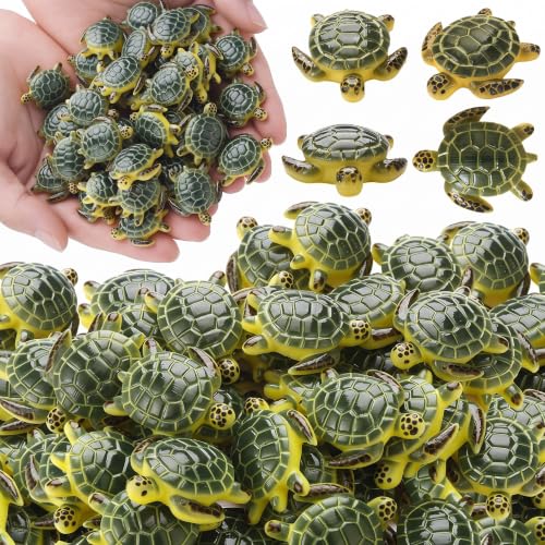 Yerliker 50 Pcs 100 Pcs Mini Sea Turtle Figurines Sea Animals, Yellow - color: Yellow