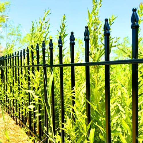 Thealyn 24" H x 24" W Decorative Metal Garden Fence, 10 Panels, 20 Ft - color: Black, size: 24″ H x 20 ft (10 Panels)