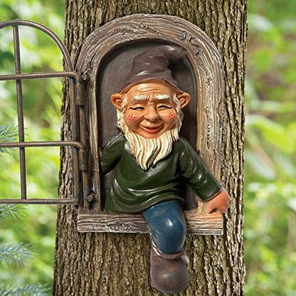 vomiceak Whimsical Fairy Garden Gnome Statue, Tree Faces Decor Outdoor -5.9 Inch, Funny Garden Tree Decoration,Ideal Patio Yard Lawn Porch Decoration - style: B