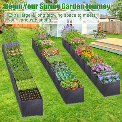 POILKMNI 16x2x1ft Fabric Raised Garden Bed - size: 16x2x1ft Rectangular