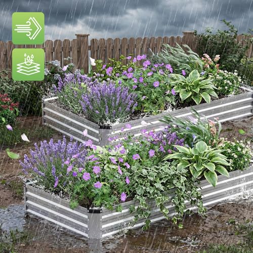 DUMOS Galvanized Raised Garden Bed Outdoor, Planter Box, 8x4x1ft 2 Pack - color: Silver, size: 8×4×1ft (2 Pack)