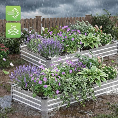 DUMOS Galvanized Raised Garden Bed Outdoor, Planter Box, 8x4x1ft 2 Pack - color: Silver, size: 8×4×1ft (2 Pack)