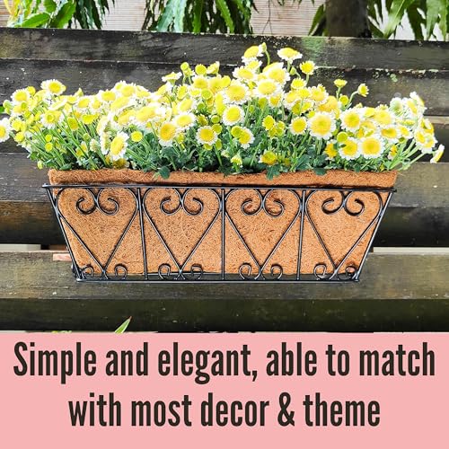 LaLaGreen Wall Planters for Plants (16 in, 4 Pack) Black Metal Flower Box - size: 16" (41cm)x4 Pack