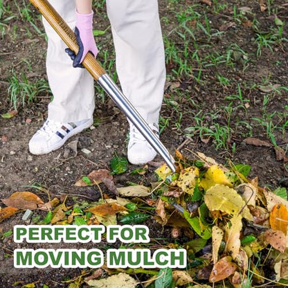 Haliaatus Pitch Fork for Gardening, 4 Tines Stainless Steel Spading Fork - size: 43.9'' Garden Fork