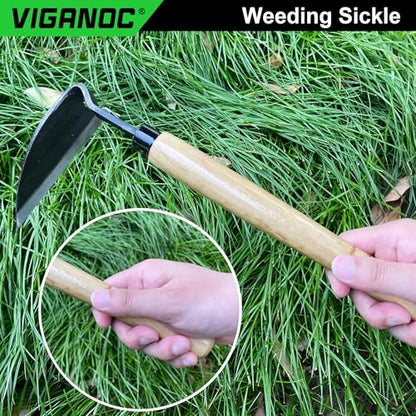 Japanese Wide Blade Garden Tool - Premium Quality Hand Hoes/Weeding Sickle is Very Sharp for Quick Work - size: Long Handle
