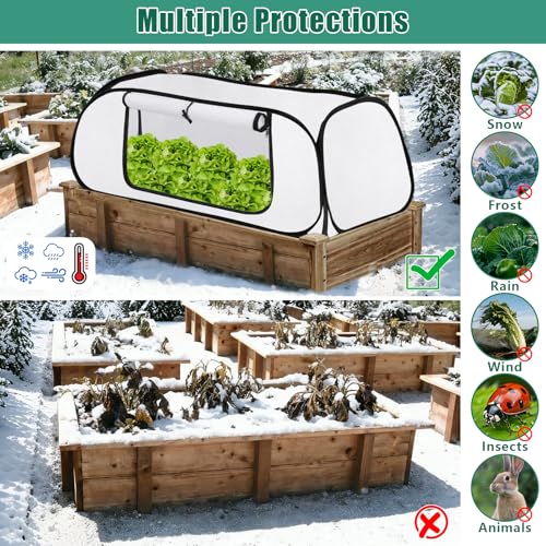 2 Pack Pop Up Plant Covers Freeze Protection for Raised Beds, 45"X22"X16"