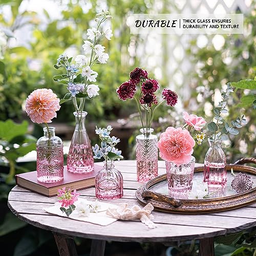 SUPMIND Glass Bud Vases Set, 12pcs Pink Small Flower Vases in Bulk - color: Pink, size: 12Pcs
