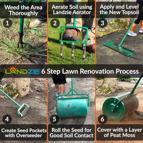 LANDZIE - Lawn Leveling Rake 36 Inch, Steel Yard Leveler Tool - style: 36 Inches