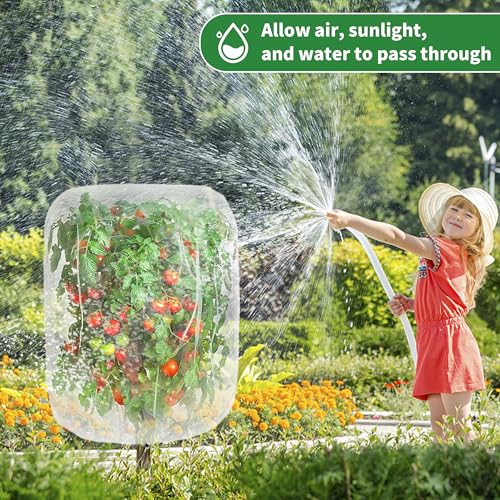 afzdby Garden Mesh Netting with Drawstring,Plants Cover Protection from Anti Birds,Bugs,Cicadas,and Insects-Pest Barrier Bag for Blueberry Bushes,Citrus,Tomatoes,Vegetables,Fruit Tree and Orange - size: 2.62×3.28FT