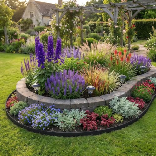 Landscaping Edging, No-Dig Flexible Plastic Border for Yard Flower Bed, 33FT - size: 4IN *33FT