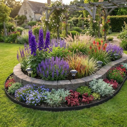 Landscaping Edging, No-Dig Flexible Plastic Border for Yard Flower Bed, 33FT - size: 4IN *33FT