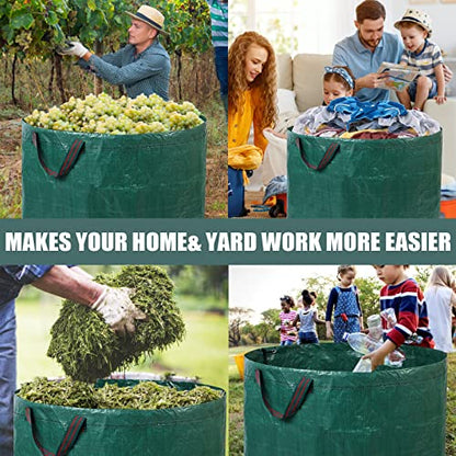 4 Pack 137 Gallons Reusable Yard Waste Bags Lawn Leaf Bags - style: 4pcs 137 gallons bags with double bottom
