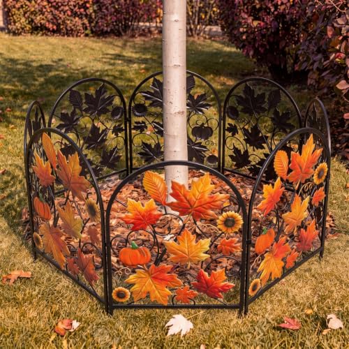 Yaocom 6 Pack Maple Leaf Garden Fence, 16.5" H x 11.8" W Fall Garden Stake - style: Maple Leaves