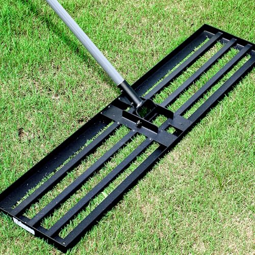 Walensee Large Lawn Leveling Rake, 45"x10" Leveler with 7FT Handle for Soil - size: 7FT 45"x10"