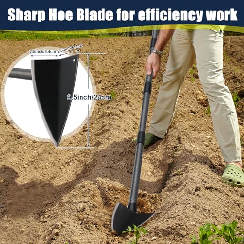 Garden Hoe 60'' Adjustable Heavy Duty Triangle Blade for Weeding & Digging - size: 60 Inches