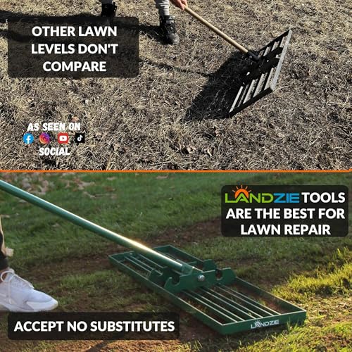 LANDZIE - Lawn Leveling Rake 24 Inch, Steel Yard Leveler Tool - style: 24 Inches