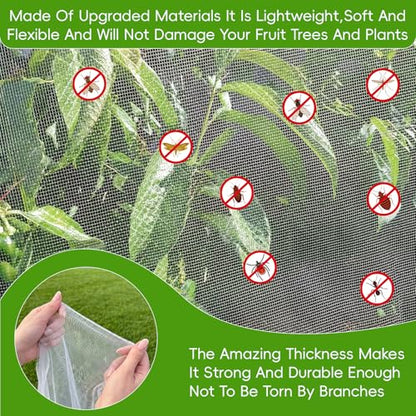 8'x10' Large Fruit Tree Netting for Squirrels and Birds with Drawstring, Insect Bird Netting Pest Barrier for Garden Protection (White, 2pc) - size: 2pc 8'*10'