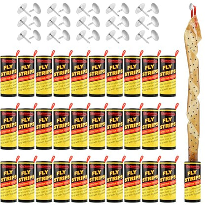 30 Rolls Fly Strips Traps for Home, Sticky Strips, Fly Paper Tape Catcher Ribbon for Gnat Fungus Fruit Flies - color: 30Pack-B