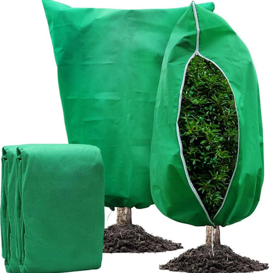 BADASS SHARKS Winter Plant Covers Protection Bag Non-Woven Shrub Against Cold Protecting Bags for Outdoor Garden Yard Plants Frost Pouches Tree Covers with Zipper Drawstring (31.5 * 47.2in-2PCS) - size: 31.5*47.2in-2PCS