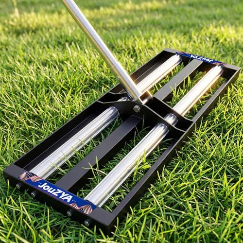 Updated Lawn Leveling Rake 30"x10", Lawn Leveler with Aluminum Rollers - size: 30''x10'' With Roller (Black)