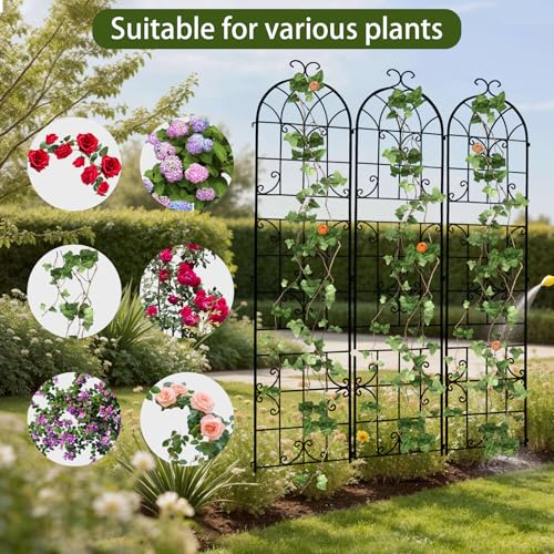 unho Metal 86.6 * 18.7" Garden Trellis 3-Packs for Climbing Plants - size: 3PCS Model② 86.6"x18.7"