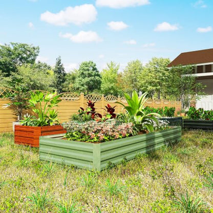 Outsunny 8' x 3' x 1' Galvanized Raised Garden Bed, Light Green - color: Light Green