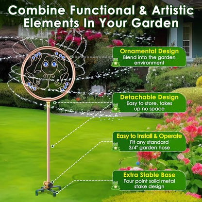 34" Ornamental Sprinkler, 360° Rotating, Frog - style: Frog