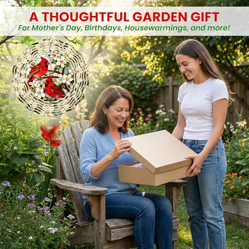 FLAGWIX Cardinal Wind Spinner, 12 in Stainless Steel Garden Decor - color: Red - Cardinal