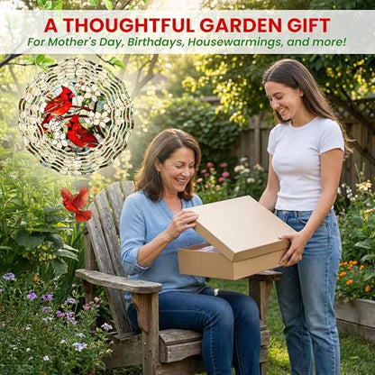 FLAGWIX Cardinal Wind Spinner, 12 in Stainless Steel Garden Decor - color: Red - Cardinal
