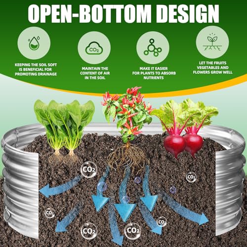 TBMLC Oval Silver Galvanized Planter Box,Metal Raised Garden Bed 4X2X1.4 FT - color: Silver, size: 4X2X1.4 FT