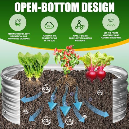 TBMLC Oval Silver Galvanized Planter Box,Metal Raised Garden Bed 4X2X1.4 FT - color: Silver, size: 4X2X1.4 FT