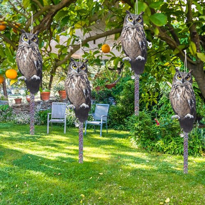 4Pack Reflective Fake Owls Hanging Decoration Garden Owls Scarer Devices with Reflective Tape to Keep Pigeon from Windows Tree - color: Amazed Eagle 4pcs